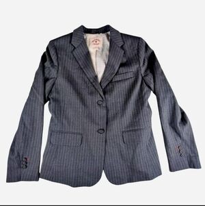 Brooks Brothers Red Fleece Tallegno Women's Gray Striped Wool Blazer Jacket 10